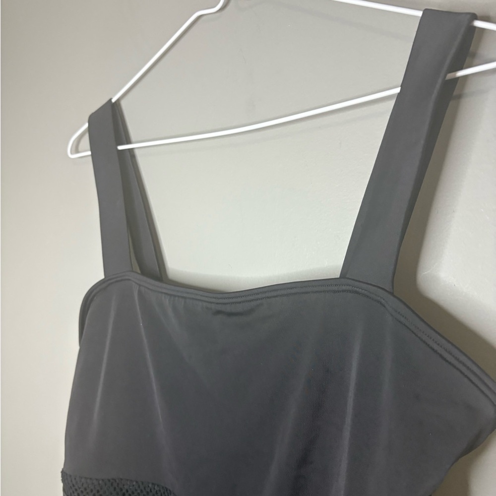 DKNY Black Mesh Panel One Piece Swimsuit | Size 14 | Chic Cutout - Picture 3 of 9